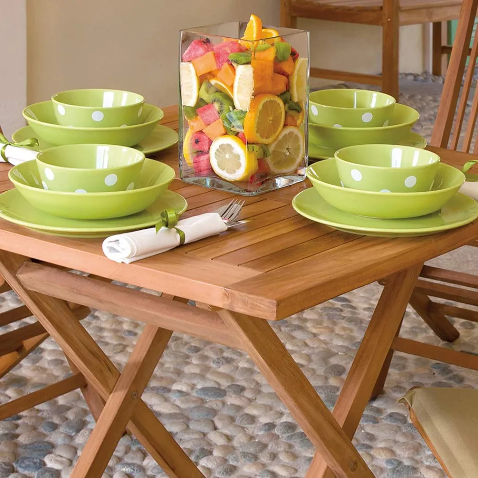 Table de jardin carrée 80x80 cm en teck - Amico Viadurini