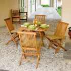 Table de jardin carrée 80x80 cm en teck - Amico Viadurini