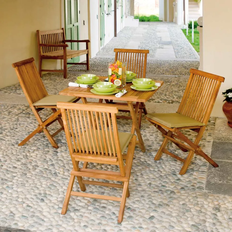 Table de jardin carrée 80x80 cm en teck - Amico Viadurini