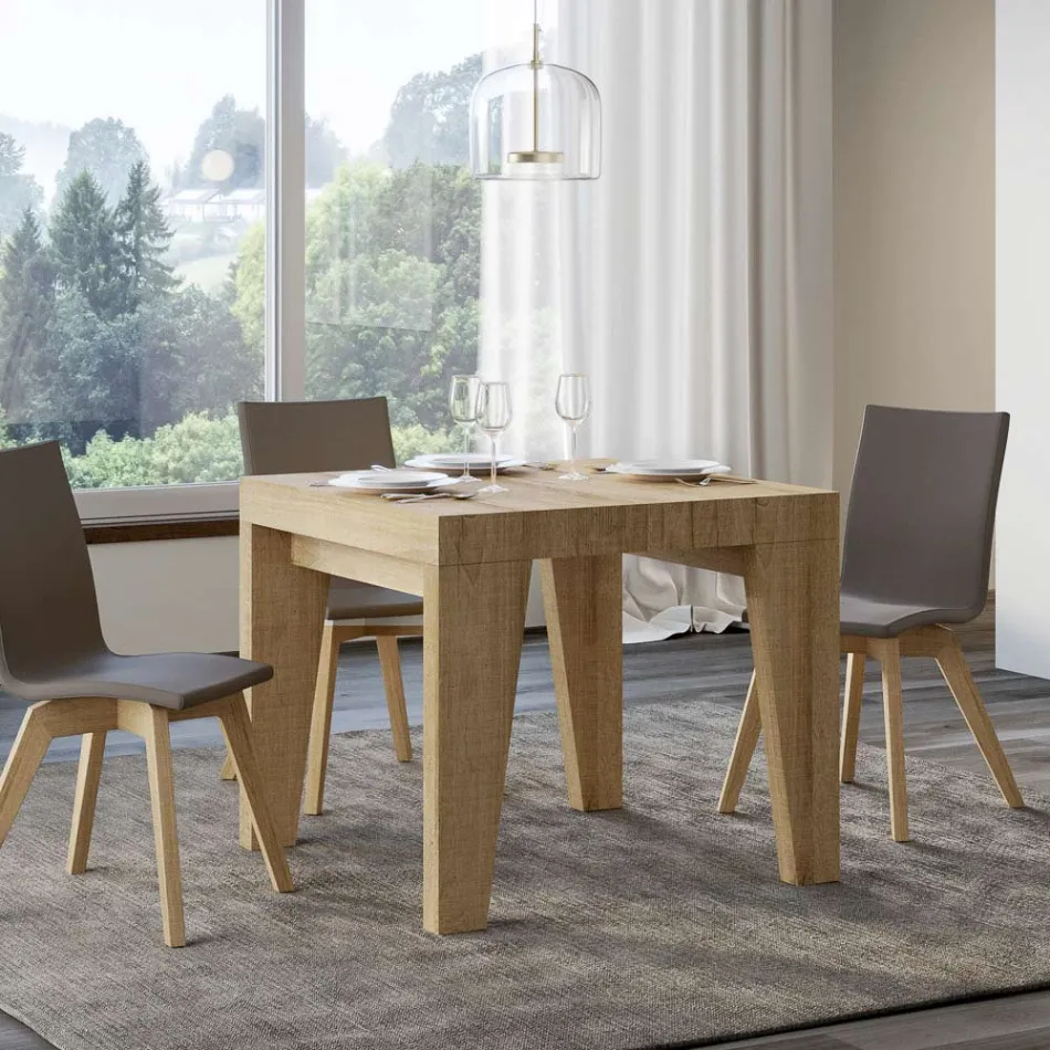 Table Carrée Extensible jusqu'à 246 cm en Bois Made in Italy - Fleur Viadurini