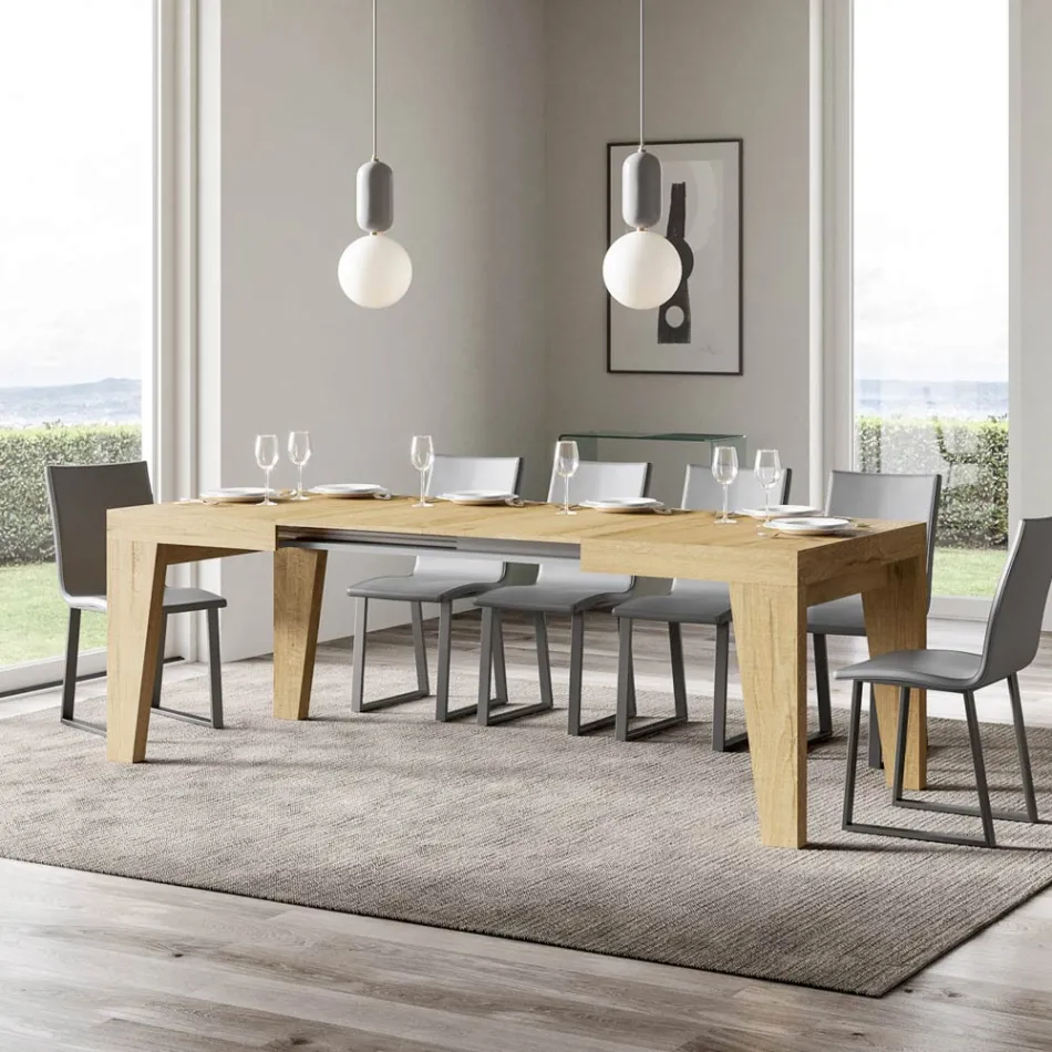 Table Carrée Extensible jusqu'à 440 cm en Bois Made in Italy - Fleur Viadurini