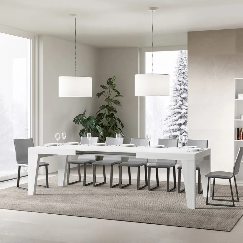 Table Carrée Extensible jusqu'à 440 cm en Bois Made in Italy - Fleur Viadurini