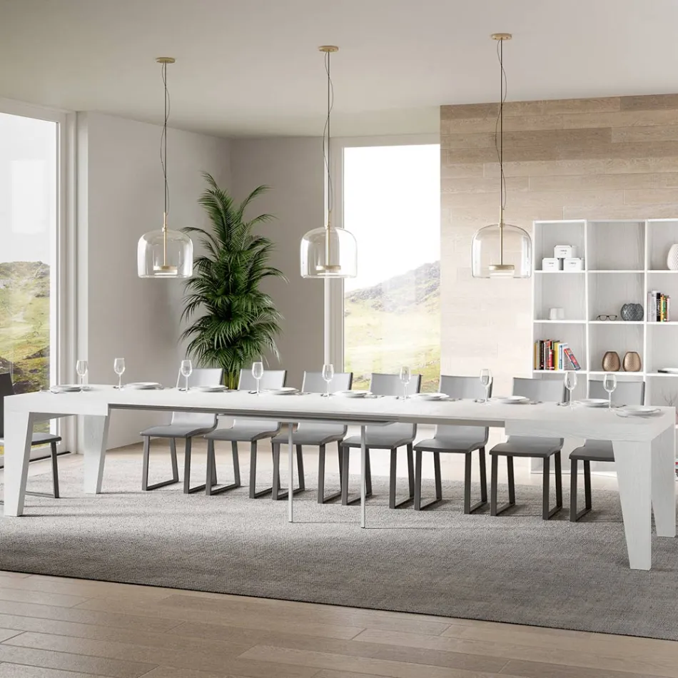 Table Carrée Extensible jusqu'à 440 cm en Bois Made in Italy - Fleur Viadurini