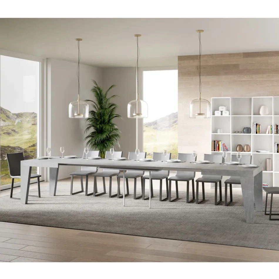 Table Carrée Extensible jusqu'à 440 cm en Bois Made in Italy - Fleur Viadurini