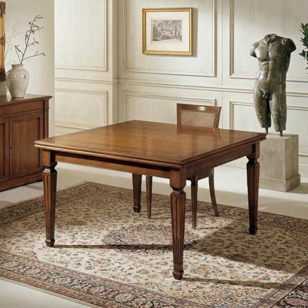 Table carrée extensible Angelite, jusqu'à 208 cm, fabriquée en Italie Viadurini
