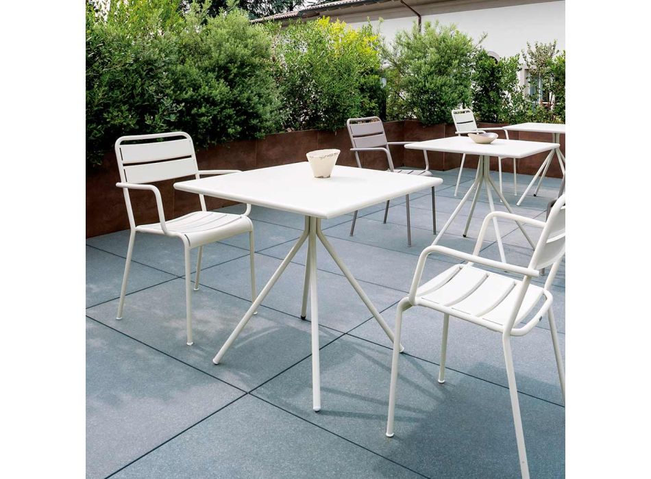 Table d'extérieur carrée en acier galvanisé Made in Italy - Ralph Viadurini
