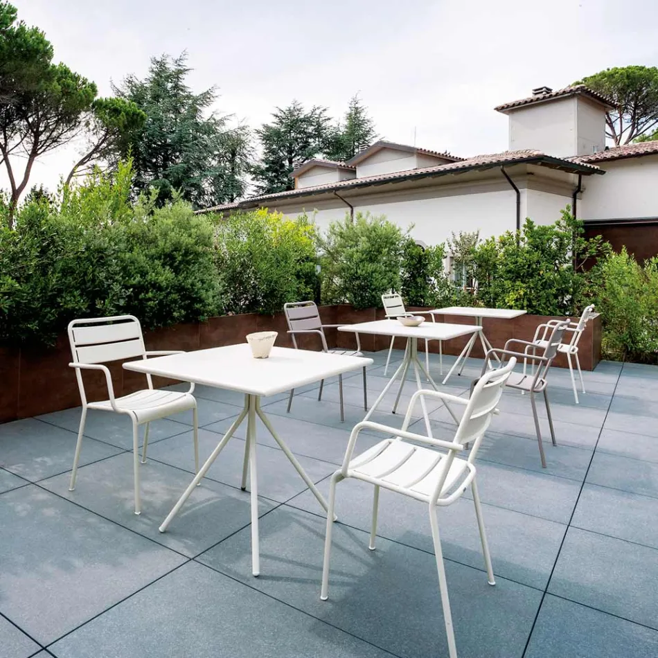 Table d'extérieur carrée en acier galvanisé Made in Italy - Ralph Viadurini