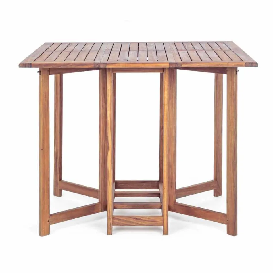Table d'extérieur carrée en bois d'acacia avec 4 chaises pliantes - Sage Viadurini