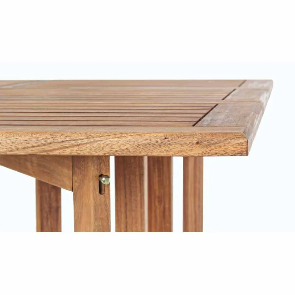 Table d'extérieur carrée en bois d'acacia avec 4 chaises pliantes - Sage Viadurini