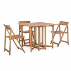 Table d'extérieur carrée en bois d'acacia avec 4 chaises pliantes - Sage Viadurini