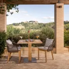 Table d'extérieur carrée en teck et métal - Marie Viadurini