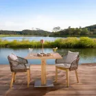 Table d'extérieur carrée en teck et métal - Marie Viadurini