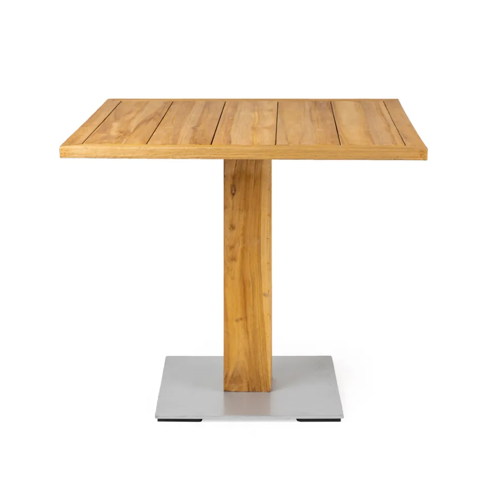 Table d'extérieur carrée en teck et métal - Marie Viadurini