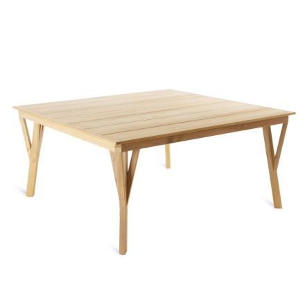 Table de jardin carrée en bois de teck Made in Italy - Oracle Viadurini