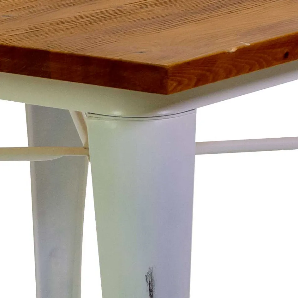 Table carrée d'intérieur et d'extérieur en fer et bois - Papeterie Viadurini