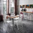 Table Carrée en Métal HPL Acier Inox Satiné Fabriquée en Italie - Lens Viadurini