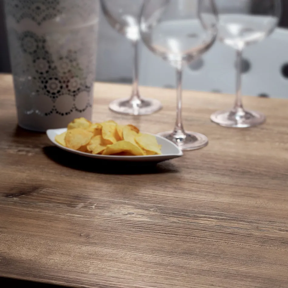 Table Carrée en Métal HPL Acier Inox Satiné Fabriquée en Italie - Lens Viadurini