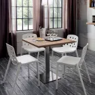 Table Carrée en Métal HPL Acier Inox Satiné Fabriquée en Italie - Lens Viadurini