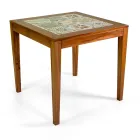 Table carrée en bois d'acacia et plateau en céramique - Technique Viadurini