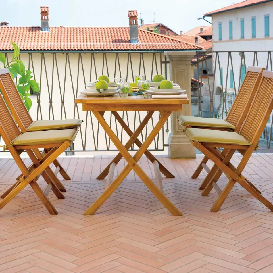 Table de jardin rectangulaire 120x70 cm en teck - Alba Viadurini