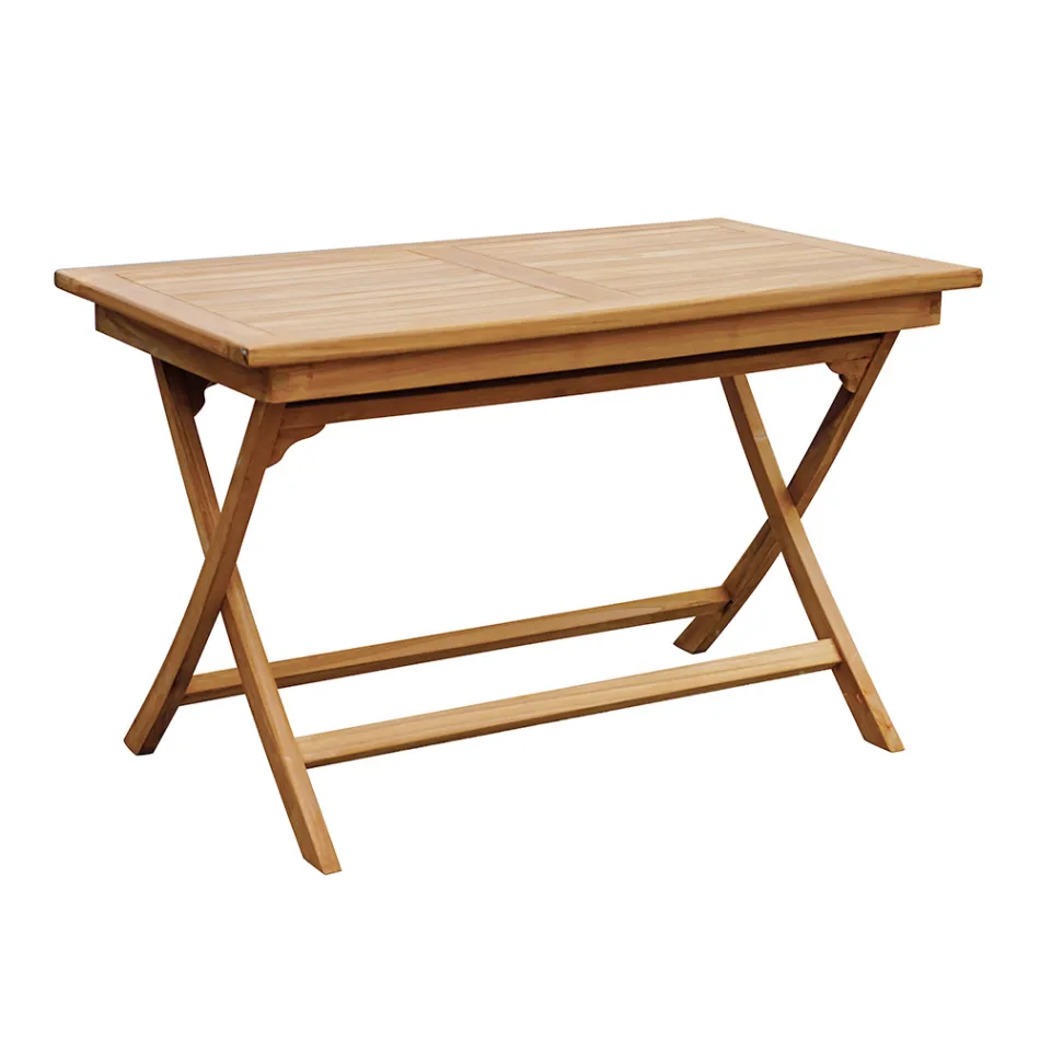 Table de jardin rectangulaire 120x70 cm en teck - Alba Viadurini