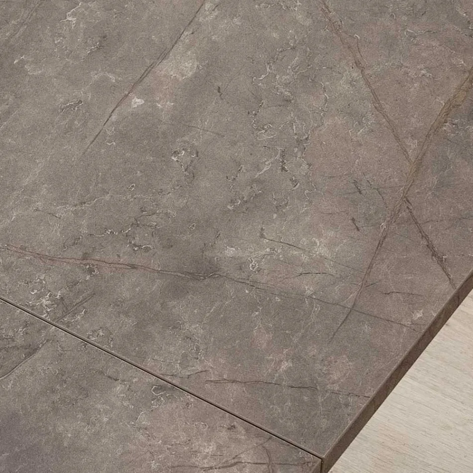 Table rectangulaire extensible jusqu'à 240 ou 280 cm en HPL et métal - Présent Viadurini