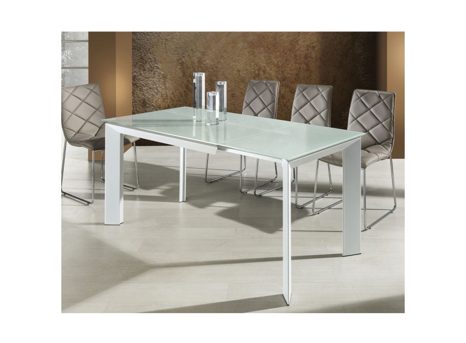 Table de salle à manger extensible jusqu'à 220 cm Jordy, blanc mat Viadurini