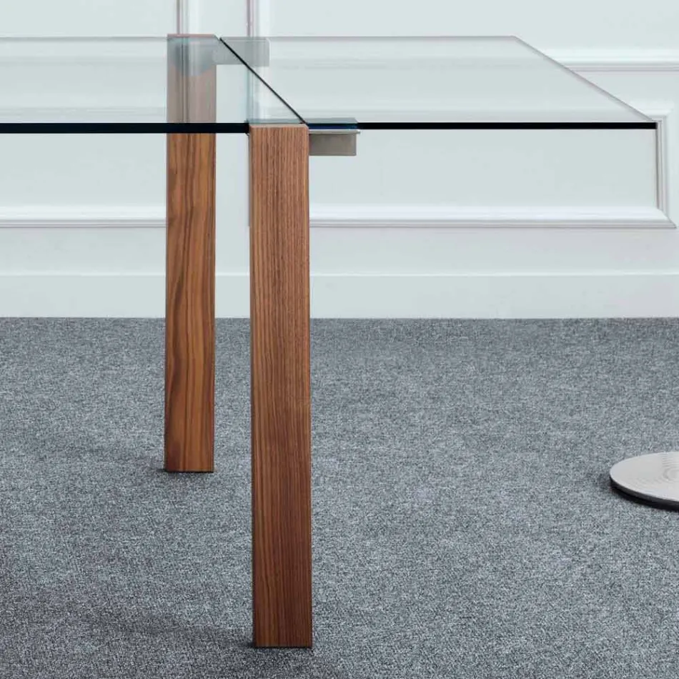 Table extensible rectangulaire en verre transparent Made in Italy - Sopot Viadurini