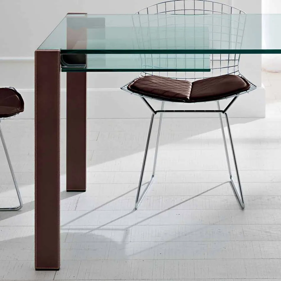 Table extensible rectangulaire en verre transparent Made in Italy - Sopot Viadurini