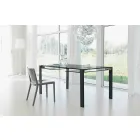 Table extensible rectangulaire en verre transparent Made in Italy - Sopot Viadurini