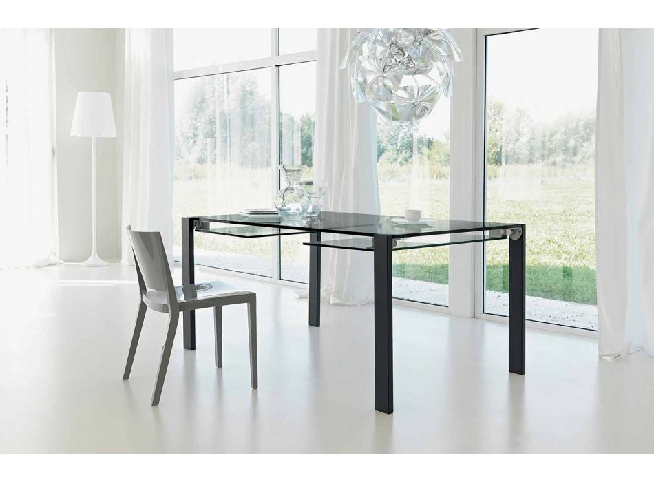 Table extensible rectangulaire en verre transparent Made in Italy - Sopot Viadurini