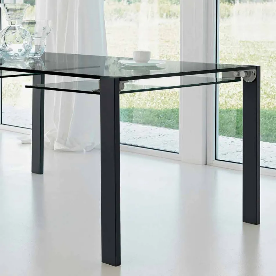 Table extensible rectangulaire en verre transparent Made in Italy - Sopot Viadurini