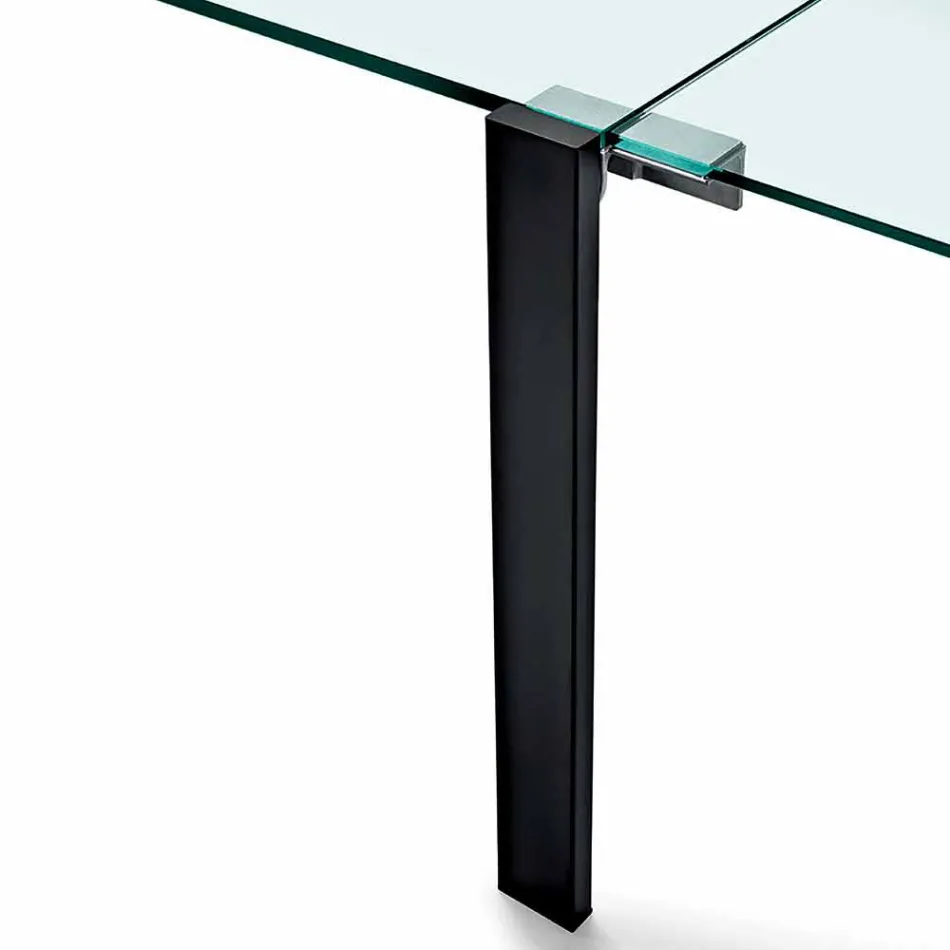 Table extensible rectangulaire en verre transparent Made in Italy - Sopot Viadurini