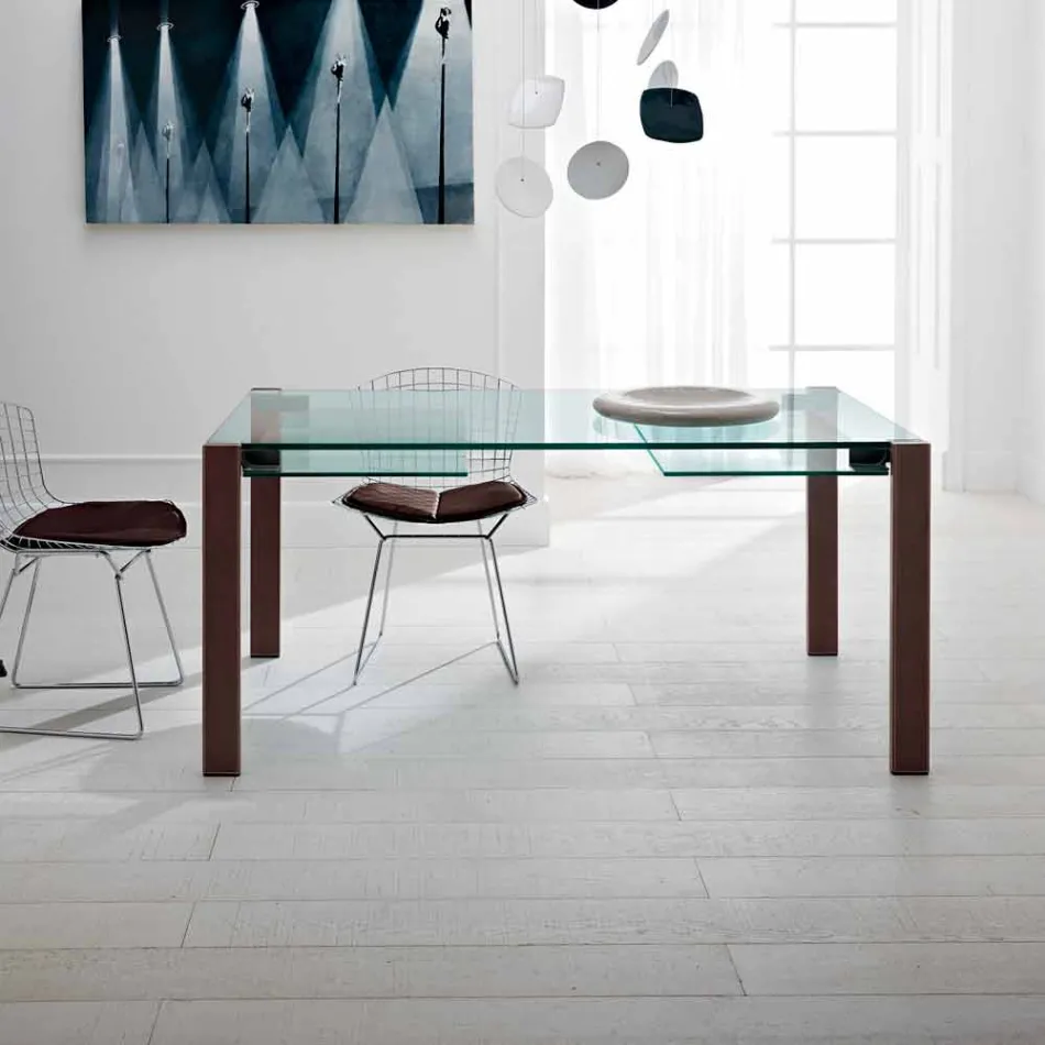 Table extensible rectangulaire en verre transparent Made in Italy - Sopot Viadurini
