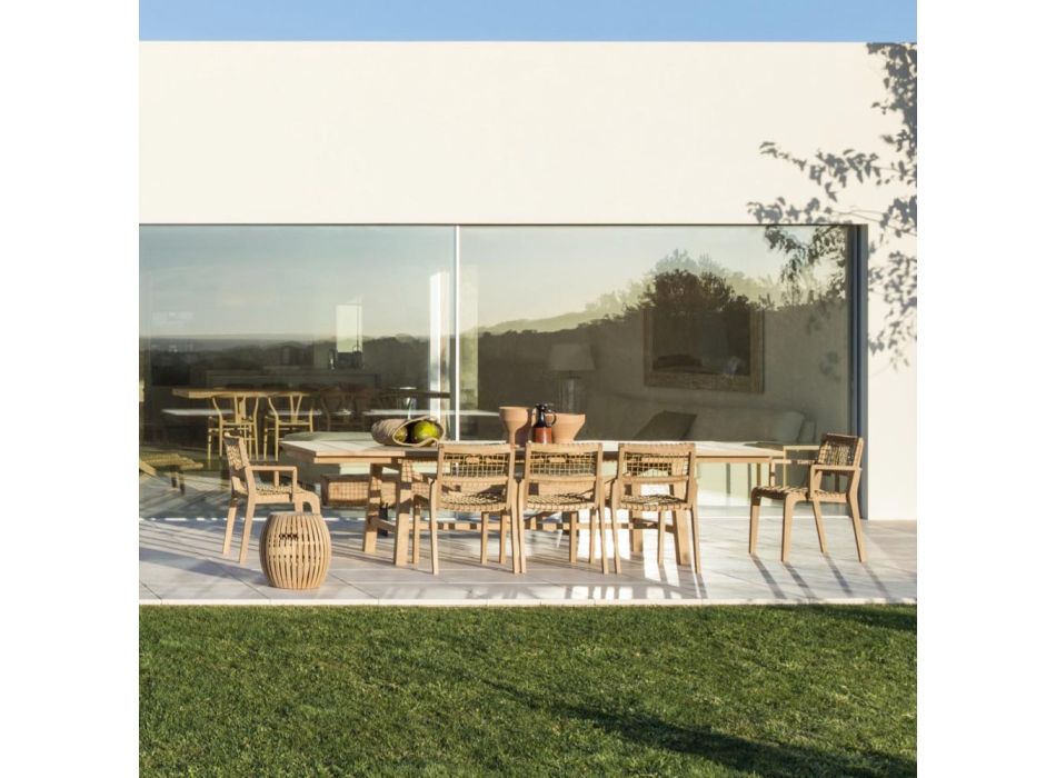 Table d'extérieur rectangulaire extensible en teck Made in Italy - Oracle Viadurini
