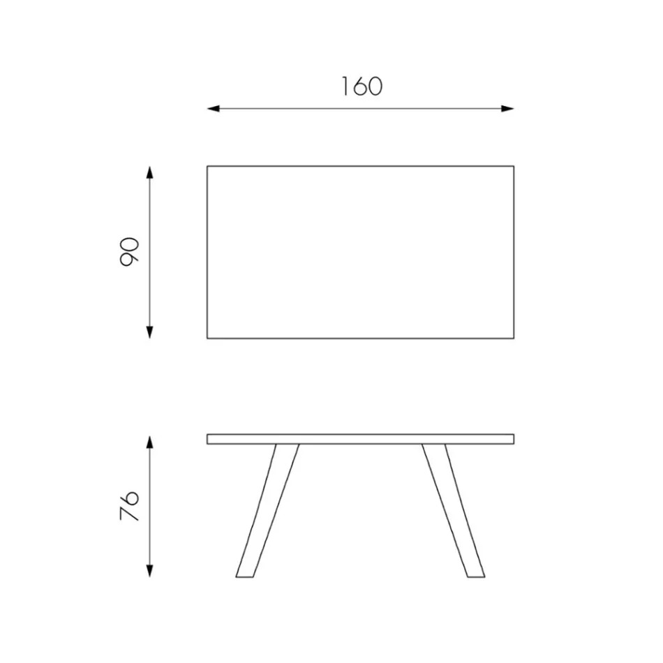 Table rectangulaire avec plateau en placage de chêne et base en aluminium - Logan Viadurini