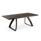 Table rectangulaire avec plateau en placage de chêne et base en aluminium - Logan Viadurini