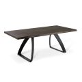Table rectangulaire avec plateau en placage de chêne et base en aluminium - Logan