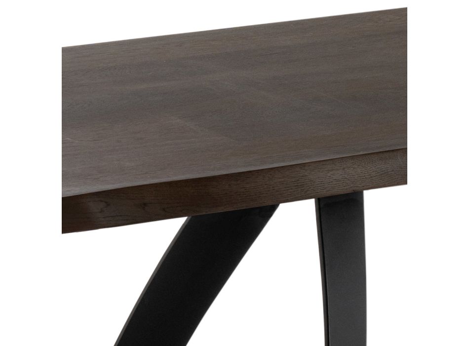Table rectangulaire avec plateau en placage de chêne et base en aluminium - Logan Viadurini