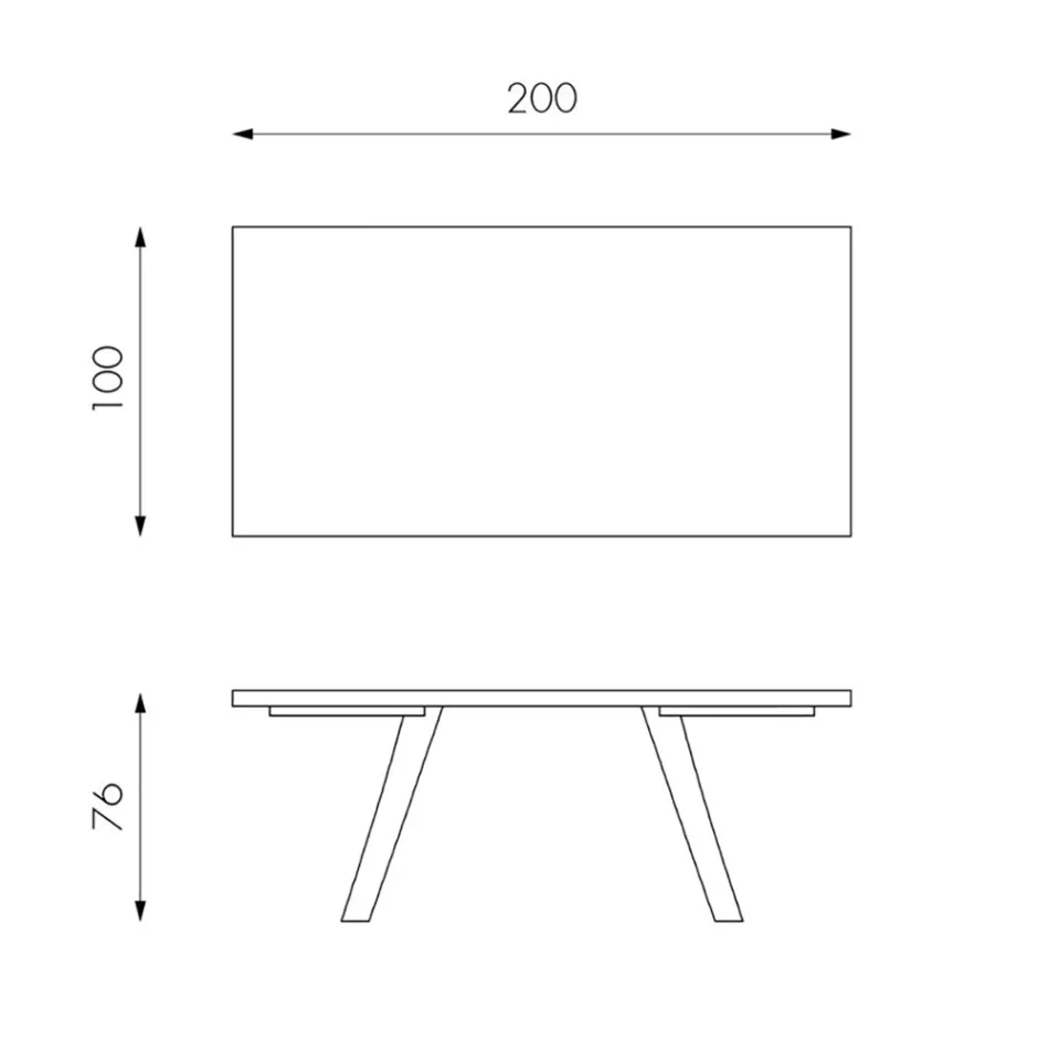 Table rectangulaire avec plateau en placage de chêne et base en aluminium - Logan Viadurini