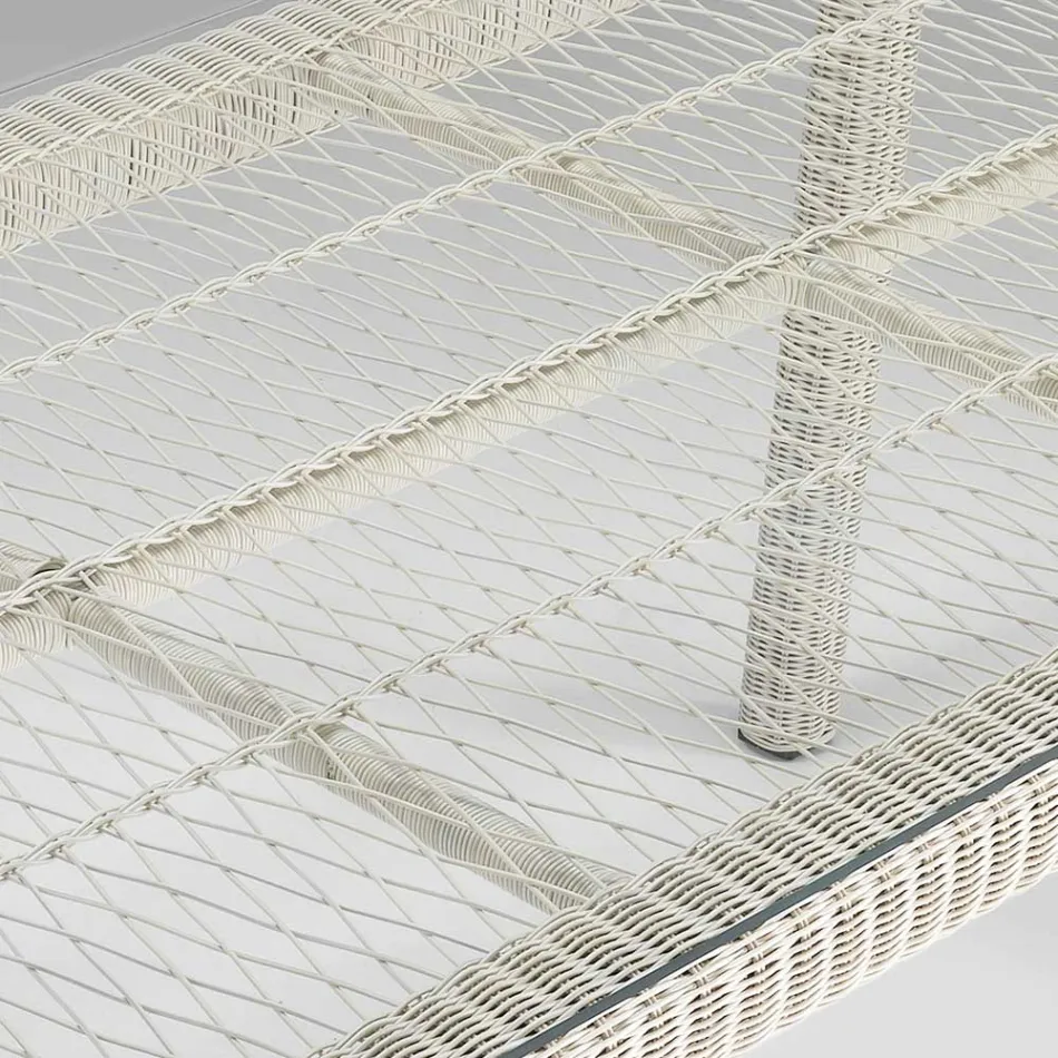 Table d'extérieur rectangulaire en polyrotin et verre - Gigi Viadurini