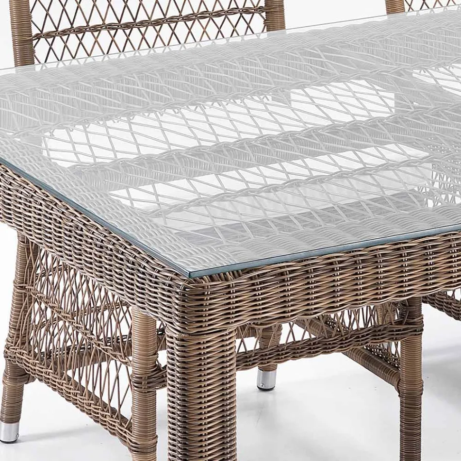 Table de jardin rectangulaire avec 2 fauteuils et 4 chaises - Gigi Viadurini