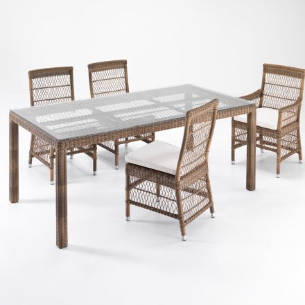 Table de jardin rectangulaire avec 2 fauteuils et 4 chaises - Gigi Viadurini