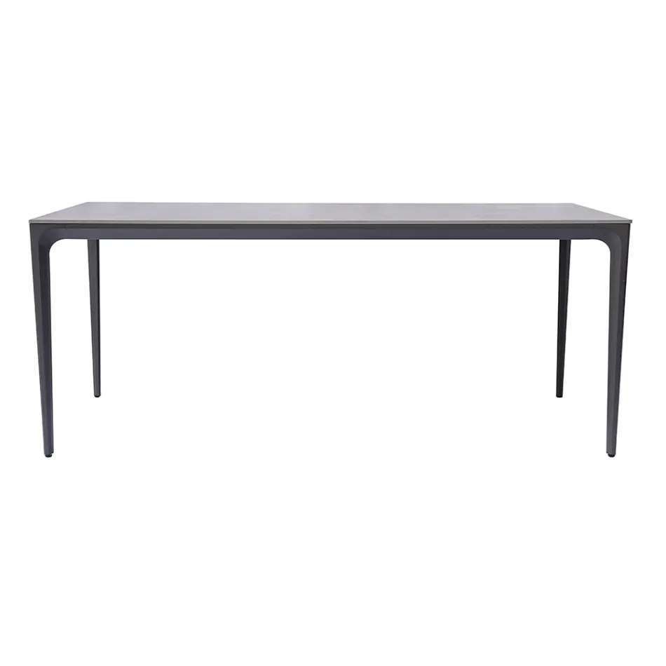 Table de jardin rectangulaire en aluminium et grès cérame - Lunara Viadurini