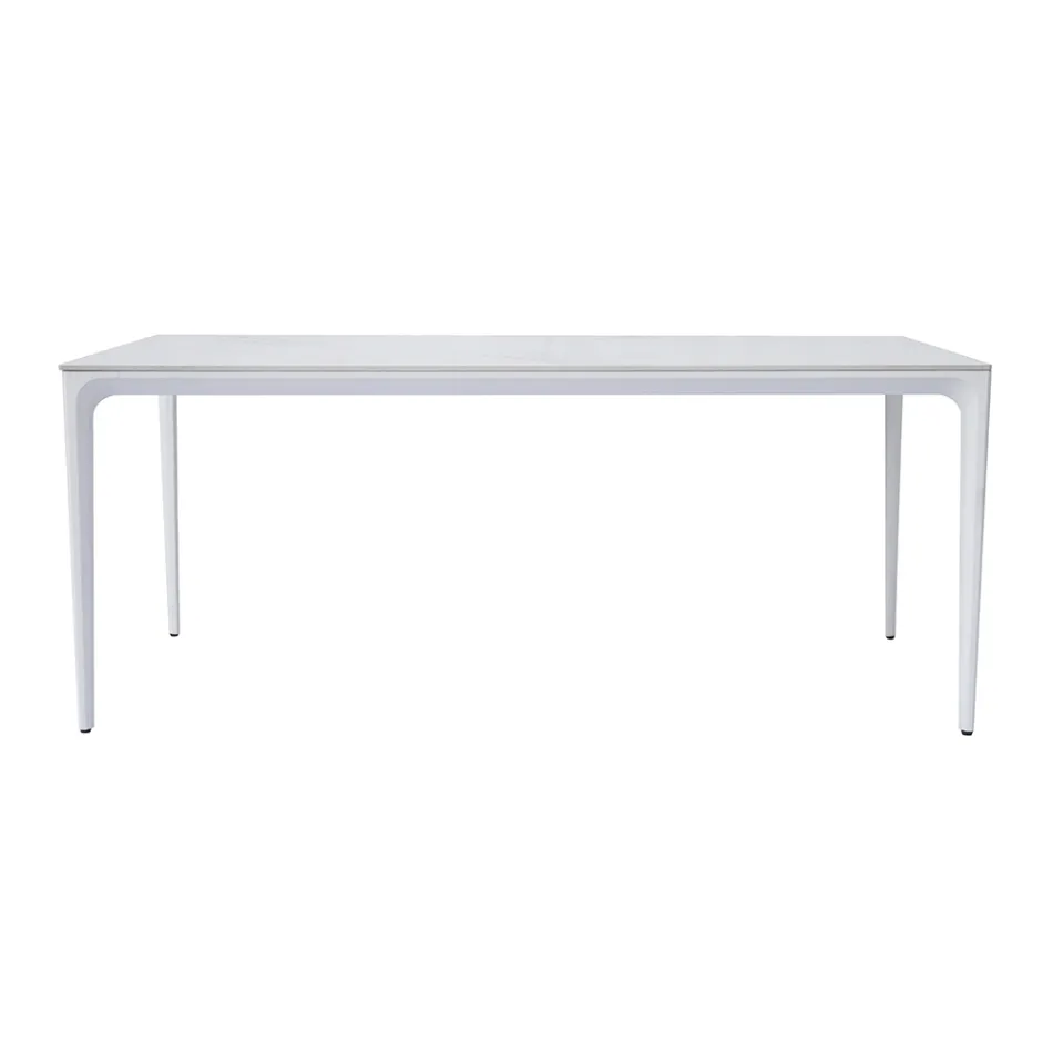Table de jardin rectangulaire en aluminium et grès cérame - Lunara Viadurini