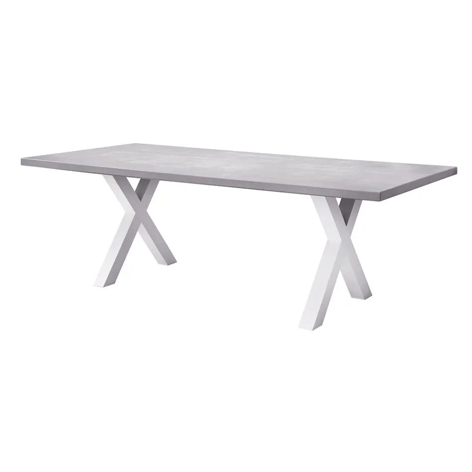 Table de jardin rectangulaire en aluminium et résine grise - Nuvia Viadurini