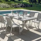 Table de jardin rectangulaire en aluminium et résine grise - Nuvia Viadurini