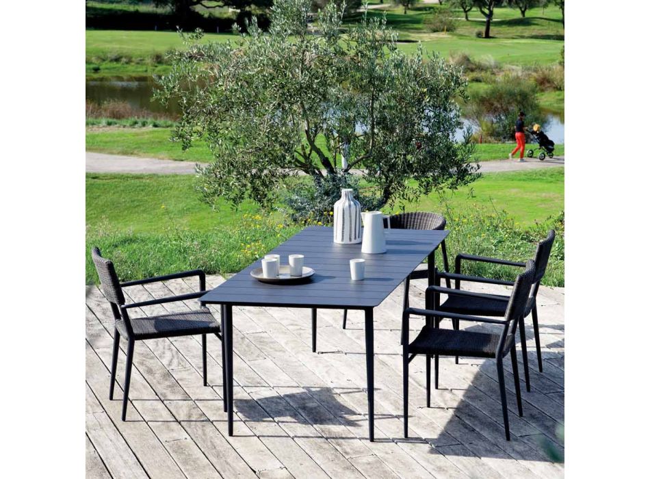 Table de jardin rectangulaire en aluminium fabriquée en Italie - Marissa Viadurini