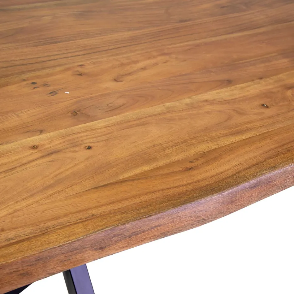 Table d'intérieur rectangulaire avec plateau en bois d'acacia massif - Brindisi Viadurini
