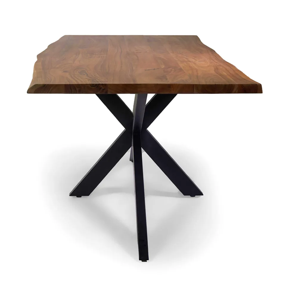 Table d'intérieur rectangulaire avec plateau en bois d'acacia massif - Brindisi Viadurini
